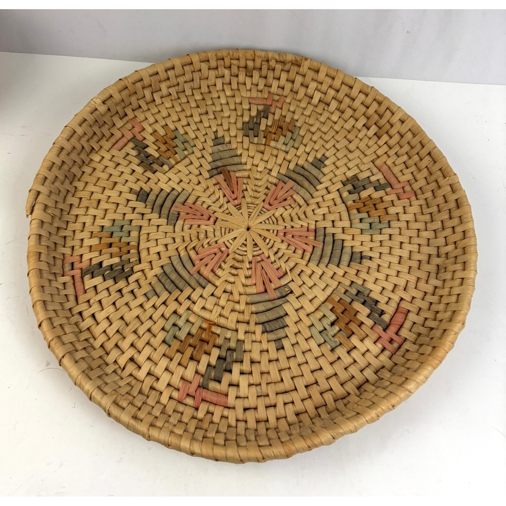 Vintage Southwestern Hand Woven Coil Basket Bowl‎ Native Style Wall Decor 16"